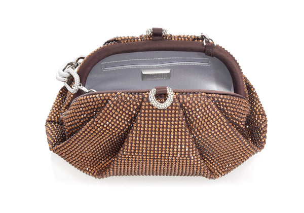 Judith Leiber Gemma Crystal Chocolate Brown Evening Bag