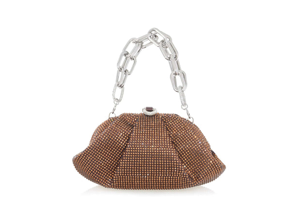Judith Leiber Gemma Crystal Chocolate Brown Evening Bag