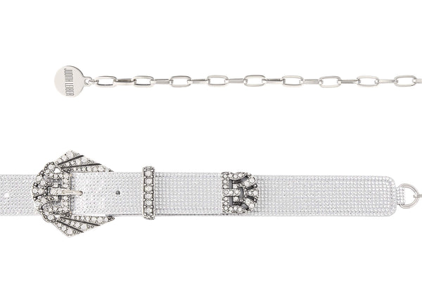 Judith Leiber Art Deco Chain Belt Silver