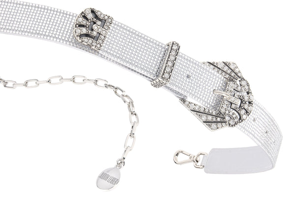 Judith Leiber Art Deco Chain Belt Silver