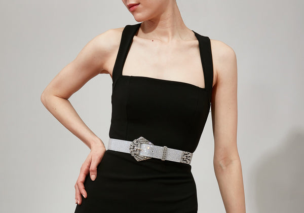 Judith Leiber Art Deco Chain Belt Silver