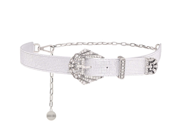 judith leiber Art Deco Chain Belt Silver