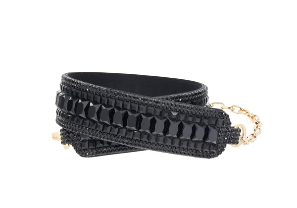 Judith Leiber Baguette Deco Gems Belt Black
