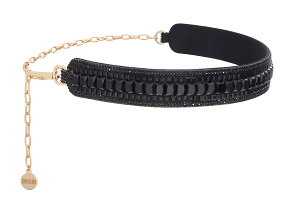 judith leiber Baguette Deco Gems Belt Black