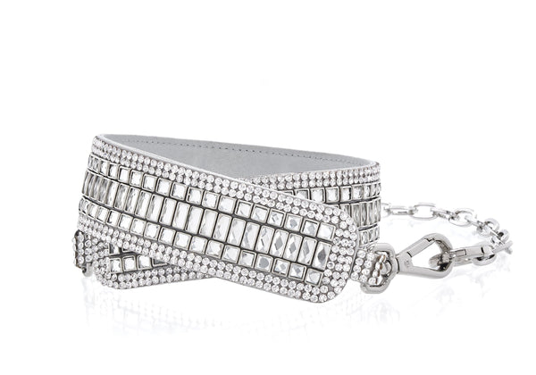 Judith Leiber Baguette Deco Gems Belt Silver