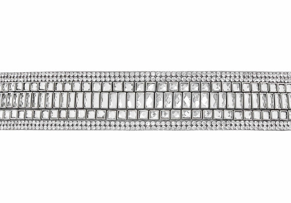 Judith Leiber Baguette Deco Gems Belt Silver