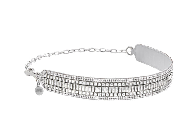judith leiber Baguette Deco Gems Belt Silver
