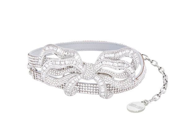 Judith Leiber Bow Baguette Belt Silver