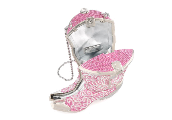 Judith Leiber Cowboy Boot Austin Pink Purse