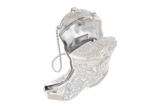 Judith Leiber Cowboy Boot Austin Silver Purse