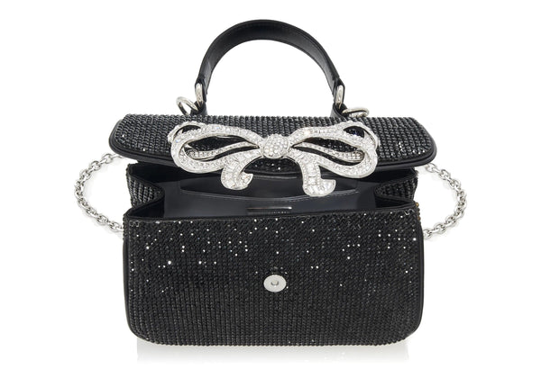 Judith Leiber Crystal Bow Top Handle Black