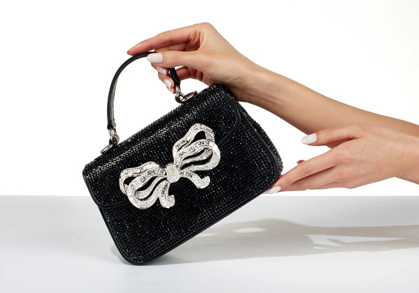 judith leiber Crystal Bow Top Handle Black