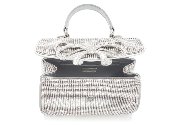 Judith Leiber Crystal Bow Top Handle Silver