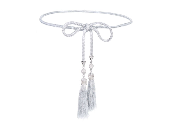 judith leiber Crystal Tassel Belt Silver