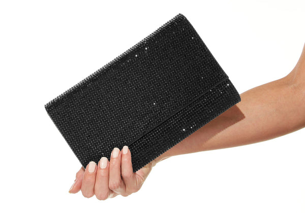 judith leiber Fizzoni Black Envelope Clutch Bag