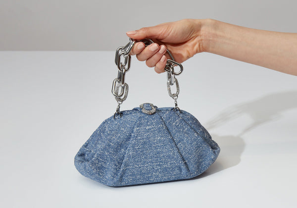 judith leiber Gemma Sparkle Denim Sky Blue