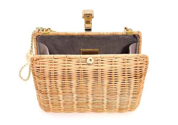 Judith Leiber Hailey Wicker Basket Natural Stone