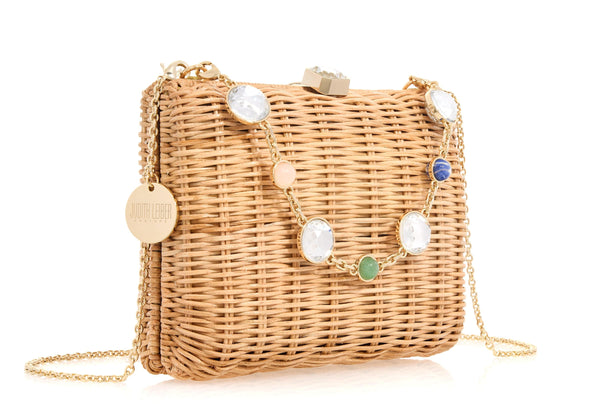 Judith Leiber Hailey Wicker Basket Natural Stone
