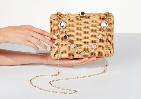 judith leiber Hailey Wicker Basket Natural Stone
