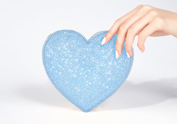 judith leiber Heart Clutch Blue Designer Purse