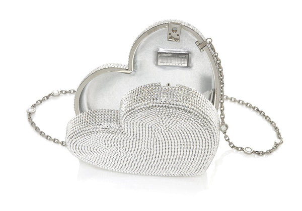 Judith Leiber Heart Clutch Silver