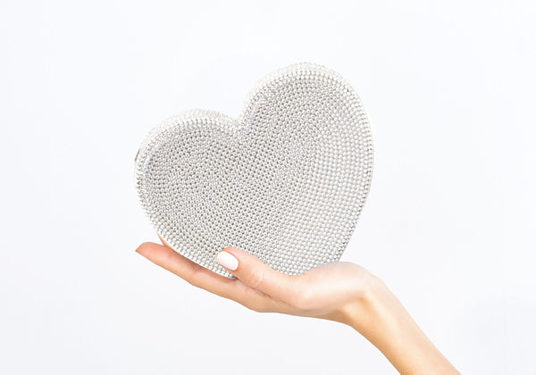 judith leiber Heart Clutch Silver