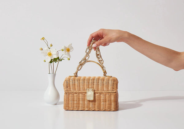 judith leiber Isla Wicker Basket Natural