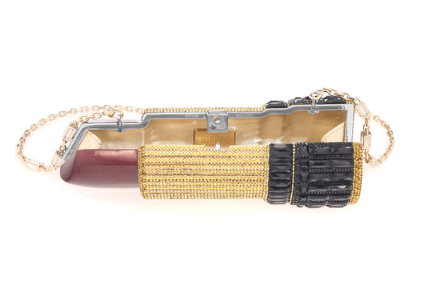 Judith Leiber Lipstick Burgundy Glitter