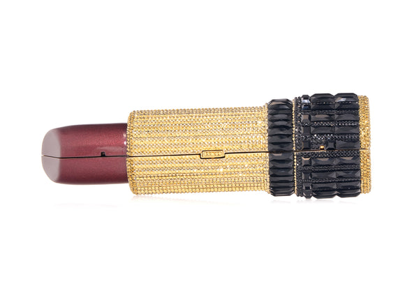 Judith Leiber Lipstick Burgundy Glitter