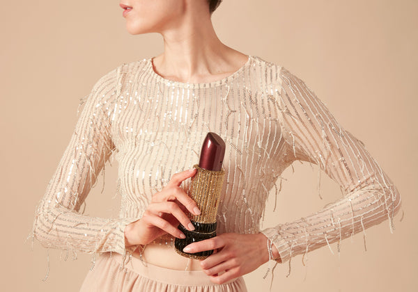 judith leiber Lipstick Burgundy Glitter