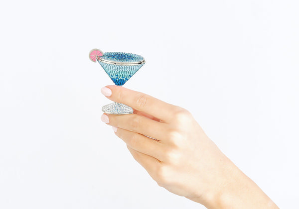 judith leiber Martini Pillbox Blue Lagoon