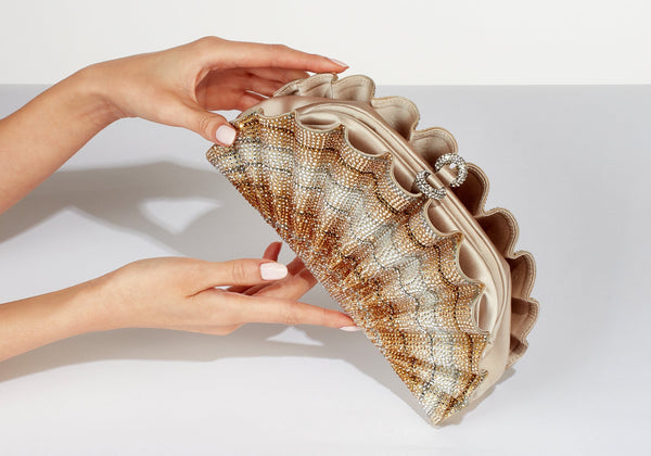 Judith Leiber Origami Fan Scallop Gold