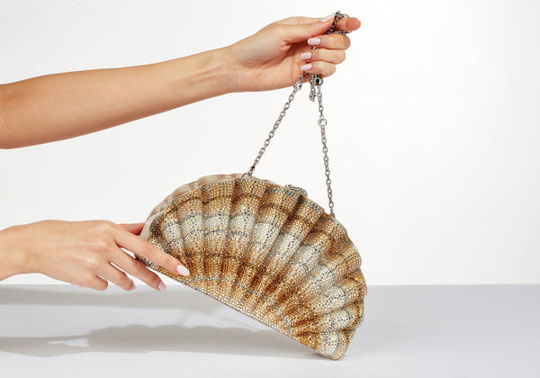 judith leiber Origami Fan Scallop Gold