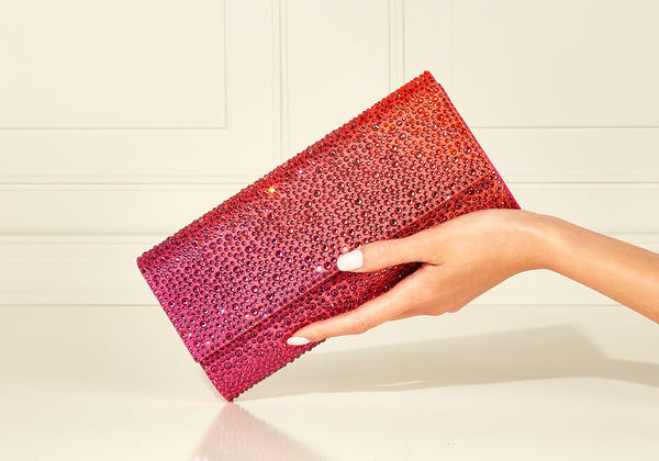 judith leiber Perry Crystal Caviar Gradient Flame