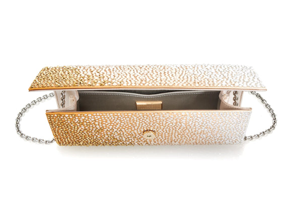 Judith Leiber Perry Crystal Caviar Gradient Golden
