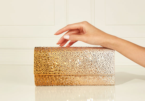 judith leiber Perry Crystal Caviar Gradient Golden