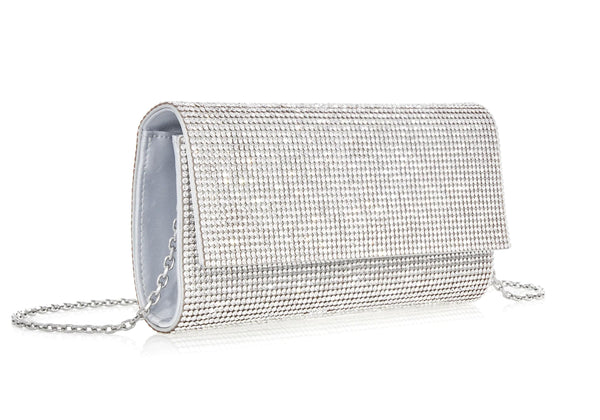 Judith Leiber Perry Crystal Silver Clutch
