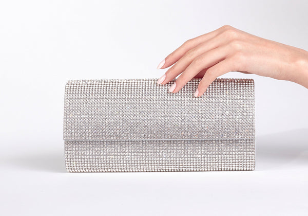 judith leiber Perry Crystal Silver Clutch