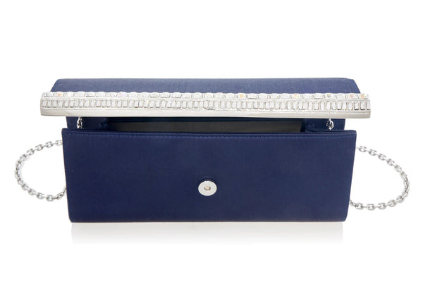 Judith Leiber Perry Satin Navy