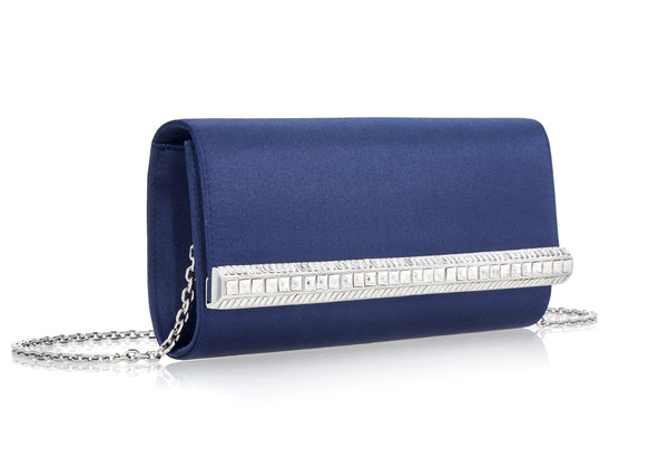 Judith Leiber Perry Satin Navy