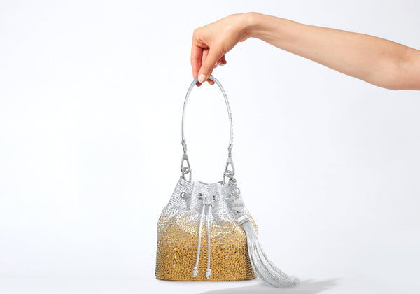 judith leiber Piper Bucket Caviar Gradient Golden