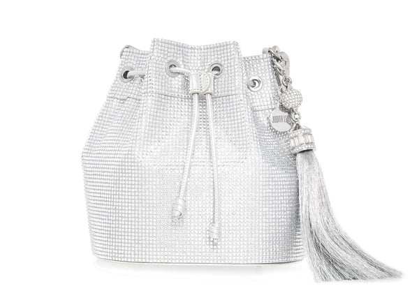 Judith Leiber Piper Bucket Silver Drawstring Bag