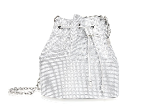 Judith Leiber Piper Bucket Silver Drawstring Bag