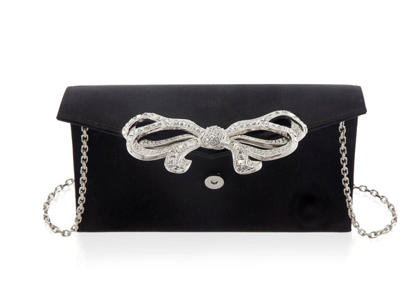 Judith Leiber Satin Bow Envelope Black