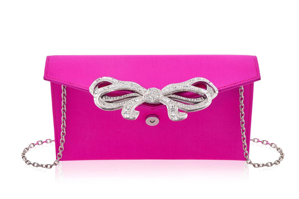 Judith Leiber Satin Bow Envelope Fuchsia