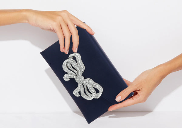 judith leiber Satin Bow Envelope Navy