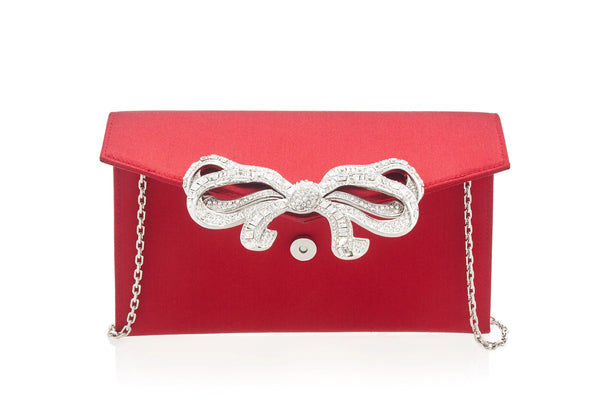 Judith Leiber Satin Bow Envelope Red