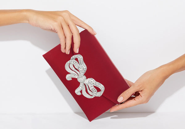 judith leiber Satin Bow Envelope Red