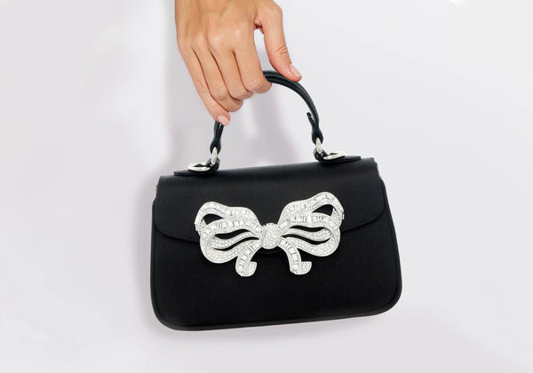 judith leiber Satin Bow Top Handle Black