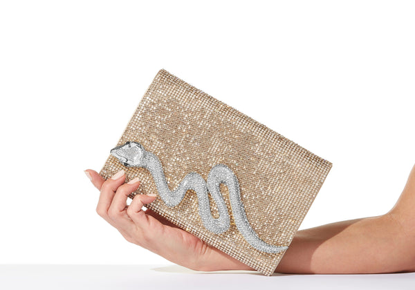 judith leiber Serpent Crystal Clutch Champagne